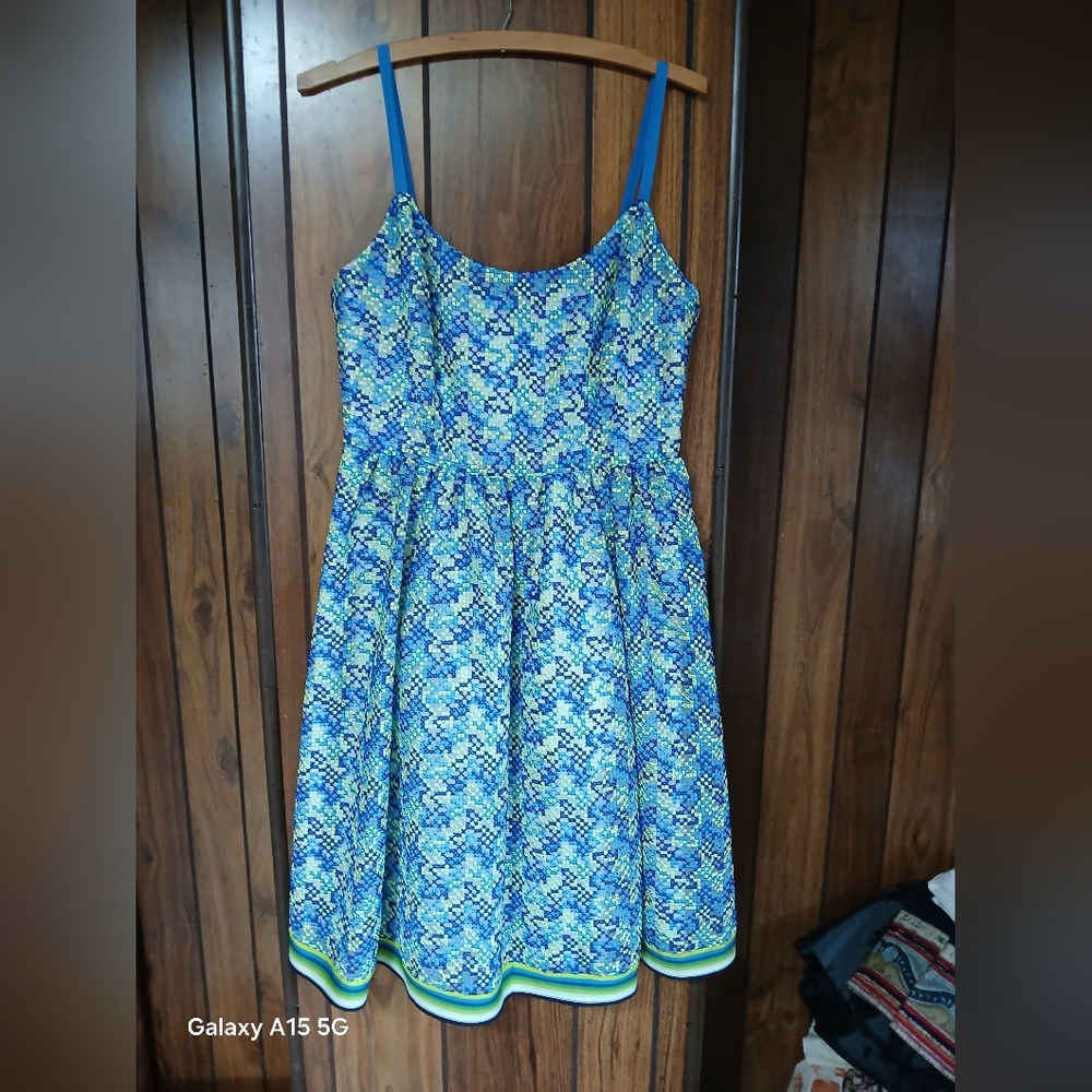 Tracy Reese 125966 Womens  Spaghetti  Trap Multicolor Fit and Flare dress size L